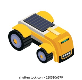 Isometric smart remote controlled agricultural robot 3d vector illustration