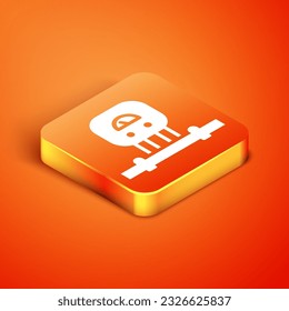 Isometric Smart sensor system icon isolated on orange background. Internet of things concept with wireless connection.  Vector