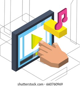 isometric smart tv with apps options