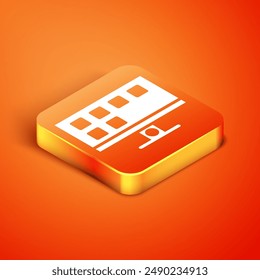 Isometric Smart Tv icon isolated on orange background. Television sign.  Vector