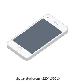 Isometric Smartphone with blank screen, isolated on white background.  Modern Mobile phone. Smart Phones sizes mockup design. Vector illustration EPS 10. 