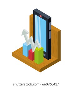 isometric smartphone with business apps