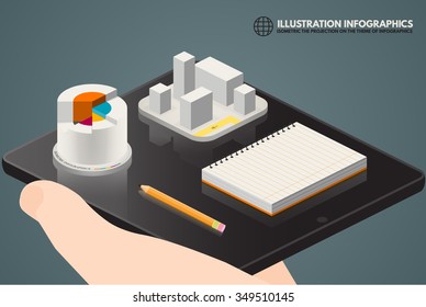 Isometric smartphone, computer, phone, tablet for design infographics