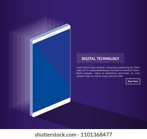 isometric smartphone digital technology