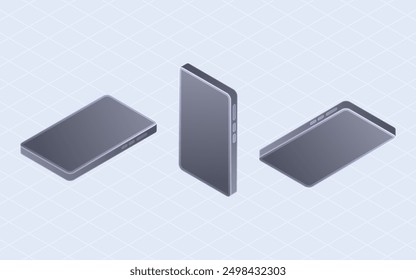 Isometric smartphone mockup. Phone viewpoint display isolated on white background