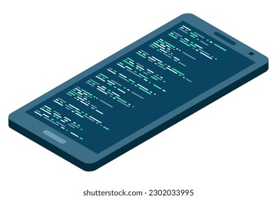 Isometric smartphone. Simple flat isometric phone. Smartphone device isometric technology. Vector illustration