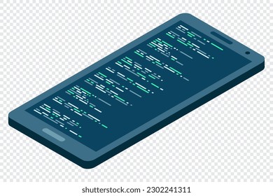 Isometric smartphone. Simple flat isometric phone. Smartphone device isometric technology. Vector illustration