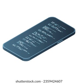 Isometrisches Smartphone. Einfach flaches isometrisches Telefon. Isometometrische Smartphone-Technologie. Vektorgrafik