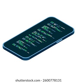 Isometric smartphone. Simple isometric phone. Smartphone device isometric technology. Vector illustration