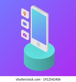 Isometric smartphone vector illustration apps