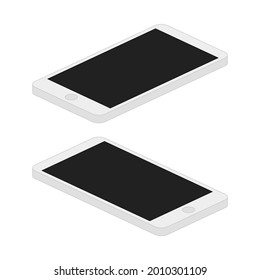 Isometric smartphones isolated on white background. Vector illustration.