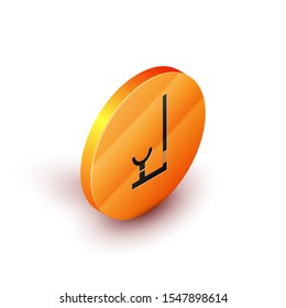 Isometric Snorkel icon isolated on white background. Diving underwater equipment. Orange circle button. Vector Illustration