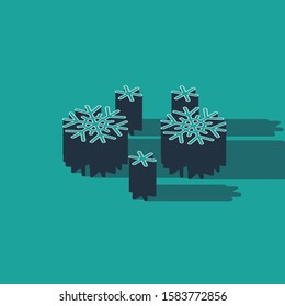 Isometric Snow icon isolated on green background.  Vector Illustration