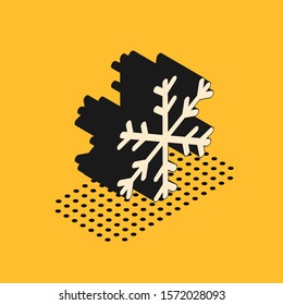 Isometric Snowflake icon isolated on yellow background.  Vector Illustration