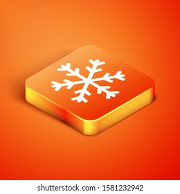 Isometric Snowflake icon isolated on orange background.  Vector Illustration