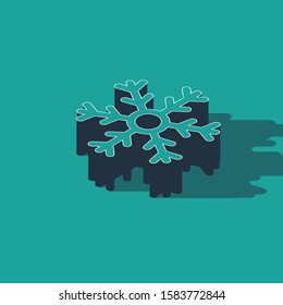 Isometric Snowflake icon isolated on green background.  Vector Illustration