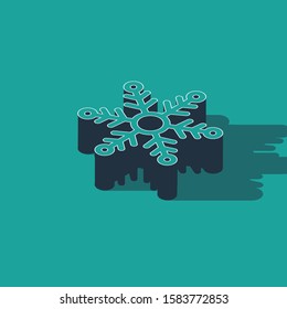 Isometric Snowflake icon isolated on green background.  Vector Illustration