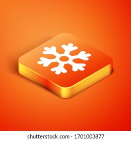Isometric Snowflake icon isolated on orange background. Vector Illustration