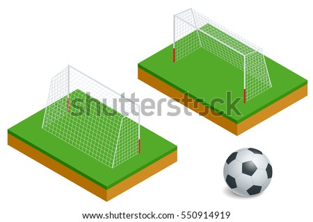 isometric soccer ball field goal posts のベクター画像素材