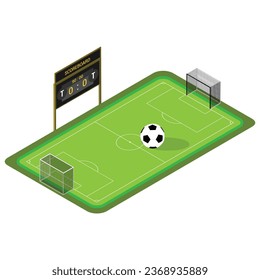 isometric soccer field with a soccer ball and scoreboard is perfect for a wide range of projects, including websites, social media, presentations, and more.