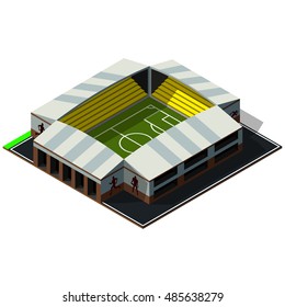 Isometric soccer or football stadium on the 3d map. Isometric scheme element.