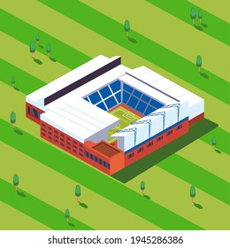 Isometrisches Fußballstadion mit Bäumen