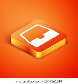 Isometric Social media inbox icon isolated on orange background. Social network element, symbol.  Vector Illustration