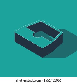 Isometric Social media inbox icon isolated on green background. Social network element, symbol.  Vector Illustration
