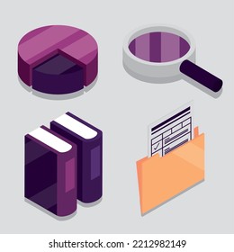 isometric social security, icons style