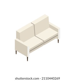 Isometrisches Sofa auf weißem Hintergrund
