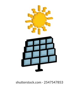 isometric solar battery 8 bit icon Solar panel Pixel art 8-bit for game