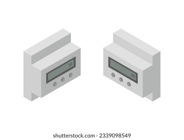 Medidor de células solares isométrico sobre fondo blanco. Ilustración vectorial.