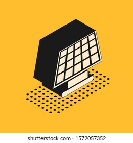 Isometric Solar energy panel icon isolated on yellow background.  Vector Illustration