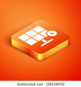 Isometric Solar energy panel icon isolated on orange background.  Vector Illustration