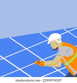 Isometric Solar Panel cell System with Hybrid Inverter, Controller, Battery Bank and Meter designed, Concept.