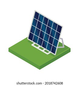 Isometric solar panel. Concept of clean energy. Clean ecological power. Eco renewable electric energy from sun. Icon for web