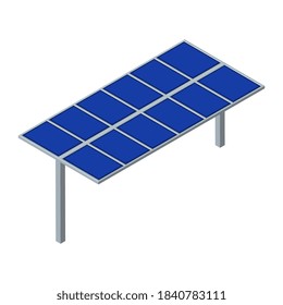 Panel solar isométrico aislado en blanco. Energía del sol respetuosa con el medio ambiente. EPS10 vectores.
