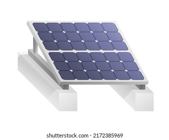 Isometric Solar Panel For Rooftop. The Future Of Sustainable Power Generation, Green Economy