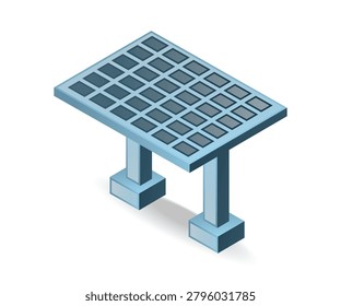 Isometric solar panel stands on two sturdy supports