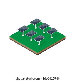 Isometric solar panels. Alternative energy. Vector illustration