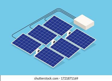 Isometric Solar Panels. The new solar battery generates a pure electricity - Shutterstock ID 1721871169