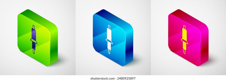 Isometric Soldering iron icon isolated on grey background. Square button. Vector