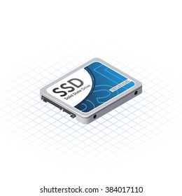 Isometric Solid State Drive Vector Illustration