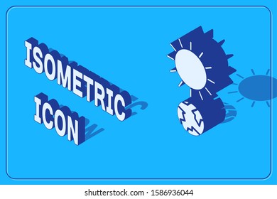 Isometric Solstice icon isolated on blue background.  Vector Illustration