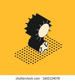 Isometric Solstice icon isolated on yellow background.  Vector Illustration