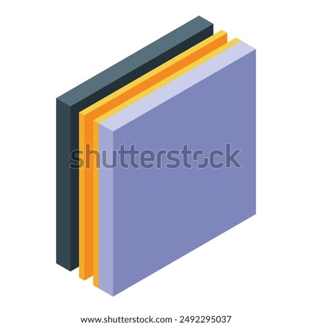 Isometric soundproofing building material layers showing noise insulation for house renovation