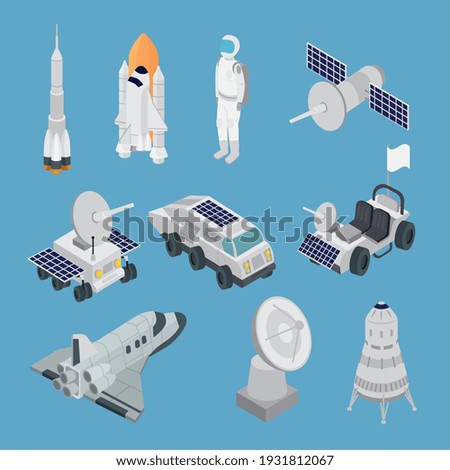 isometric space ten set icons