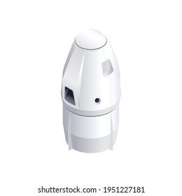 Isometric spacecraft with descent module on white background vector illustration