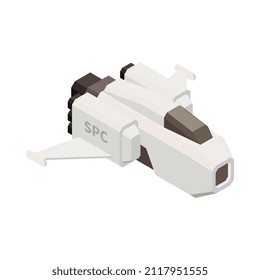 Isometrisches Raumschiff-Shuttle-Symbol auf weißem Hintergrund 3D Vektorgrafik
