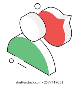 Isometric speech bubbles with graph and users, designed for team collaboration tools, corporate messaging, and discussion platforms.